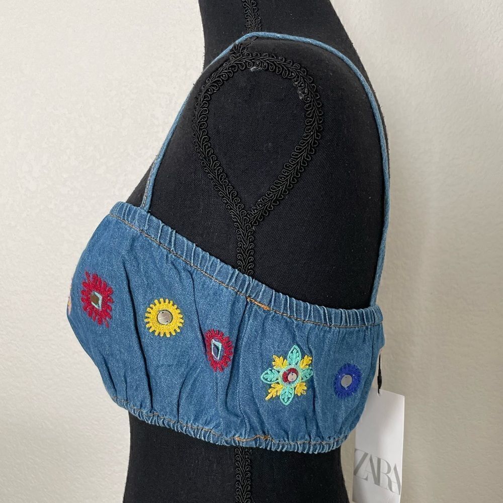 NWT Zara Embroidered Crop Top - Picture 7 of 11